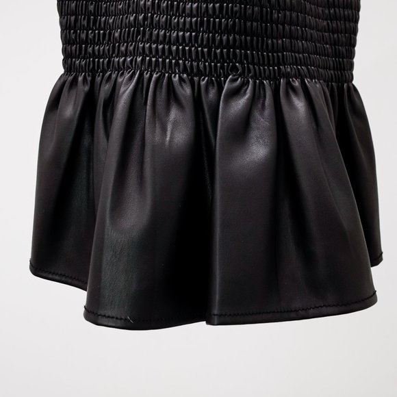 SOLD Staud Smocked Pleather Peplum Tank - Picture 7 of 9